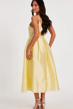 Quiz Taffeta Midaxi Dress Light Yellow Discount