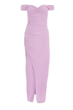 Quiz Lilac Bardot Ruched Maxi Dress Discount