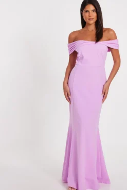 Quiz Lilac Bardot Twist Maxi Dress Outlet