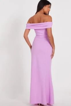Quiz Lilac Bardot Twist Maxi Dress Outlet