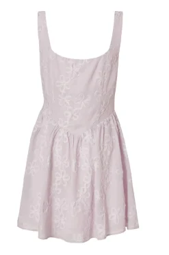 Quiz Chiffon Flower Skater Dress Lilac Outlet