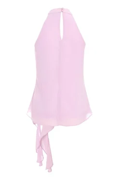 Quiz Chiffon Frill Drape Top Lilac New