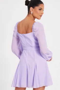 Quiz Lilac Chiffon Long Sleeve Playsuit Outlet