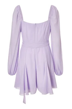 Quiz Lilac Chiffon Long Sleeve Playsuit Outlet
