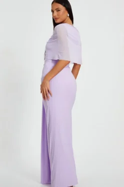 Quiz Lilac Draped Maxi Dress New