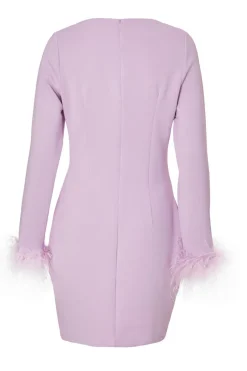 Quiz Feather Trim Mini Dress Lilac Online