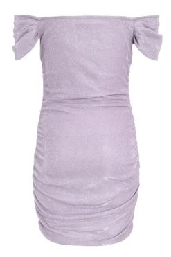 Quiz Lilac Glitter Bardot Bodycon Mini Dress