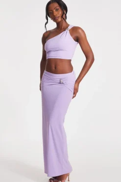 Quiz Lilac One Shoulder Crop Top Discount