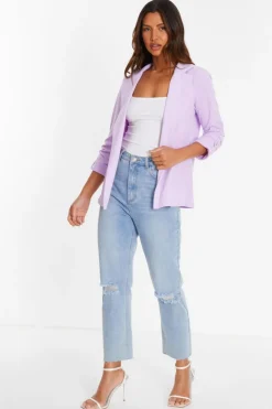 Quiz Lilac Ruched Sleeve Tailored Blazer Hot