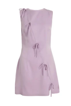 Quiz Lilac Satin Bow Mini Dress Outlet