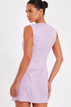 Quiz Lilac Satin Bow Mini Dress Outlet