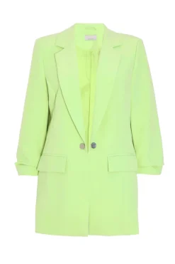 Quiz Ruched Sleeve Blazer Lime Sale