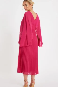 Quiz Magenta Chiffon Pleated Midaxi Dress Online