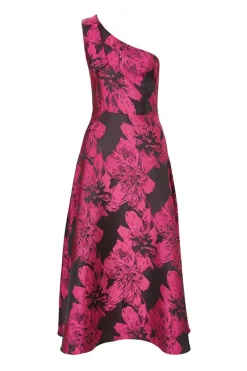Quiz Magenta Floral Jacquard Midaxi Dress Online