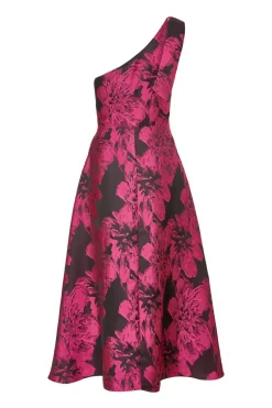 Quiz Magenta Floral Jacquard Midaxi Dress Online