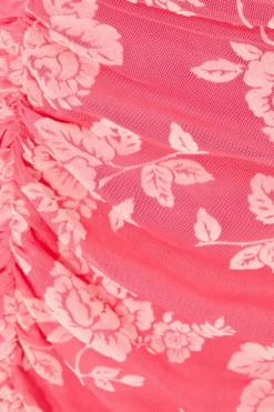 Quiz Magenta Mesh Floral Midaxi Dress Outlet