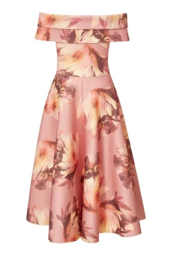 Quiz Mauve Floral Bardot Midi Dress Discount