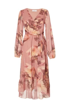 Quiz Mauve Floral Dip Hem Midaxi Dress Discount