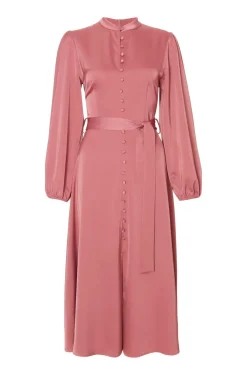 Quiz Mauve Satin Button Front Midaxi Dress New