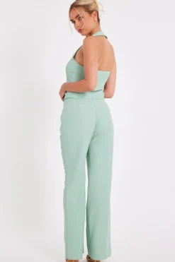 Quiz Mint Flared Tailored Trousers Discount