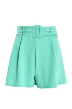 Quiz Mint High Waisted Belted Shorts Outlet