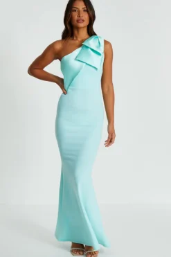 Quiz Mint One Shoulder Bow Maxi Dress Best
