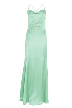 Quiz Satin Cross Back Maxi Dress Mint