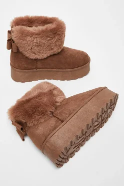Quiz Faux Suede Ankle Boots Mocha Outlet