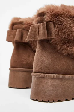 Quiz Faux Suede Ankle Boots Mocha Outlet