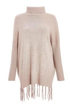 Quiz Knit Tassel Hem Jumper Mocha Clearance
