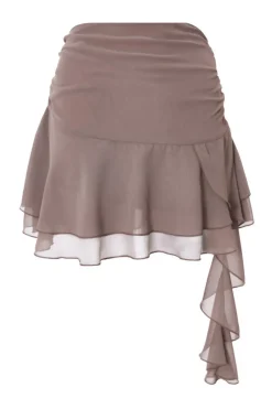 Quiz Mocha Ruffle Mini Skirt Clearance