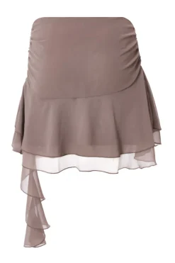 Quiz Mocha Ruffle Mini Skirt Clearance