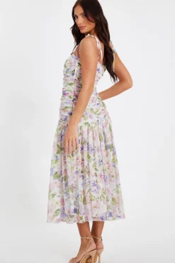 Quiz Multi Chiffon Ruched Midaxi Dress
