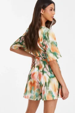 Quiz Multicoloured Marble Print Satin Playsuit Discount