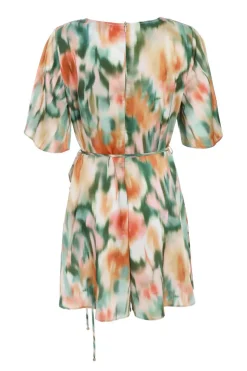 Quiz Multicoloured Marble Print Satin Playsuit Discount