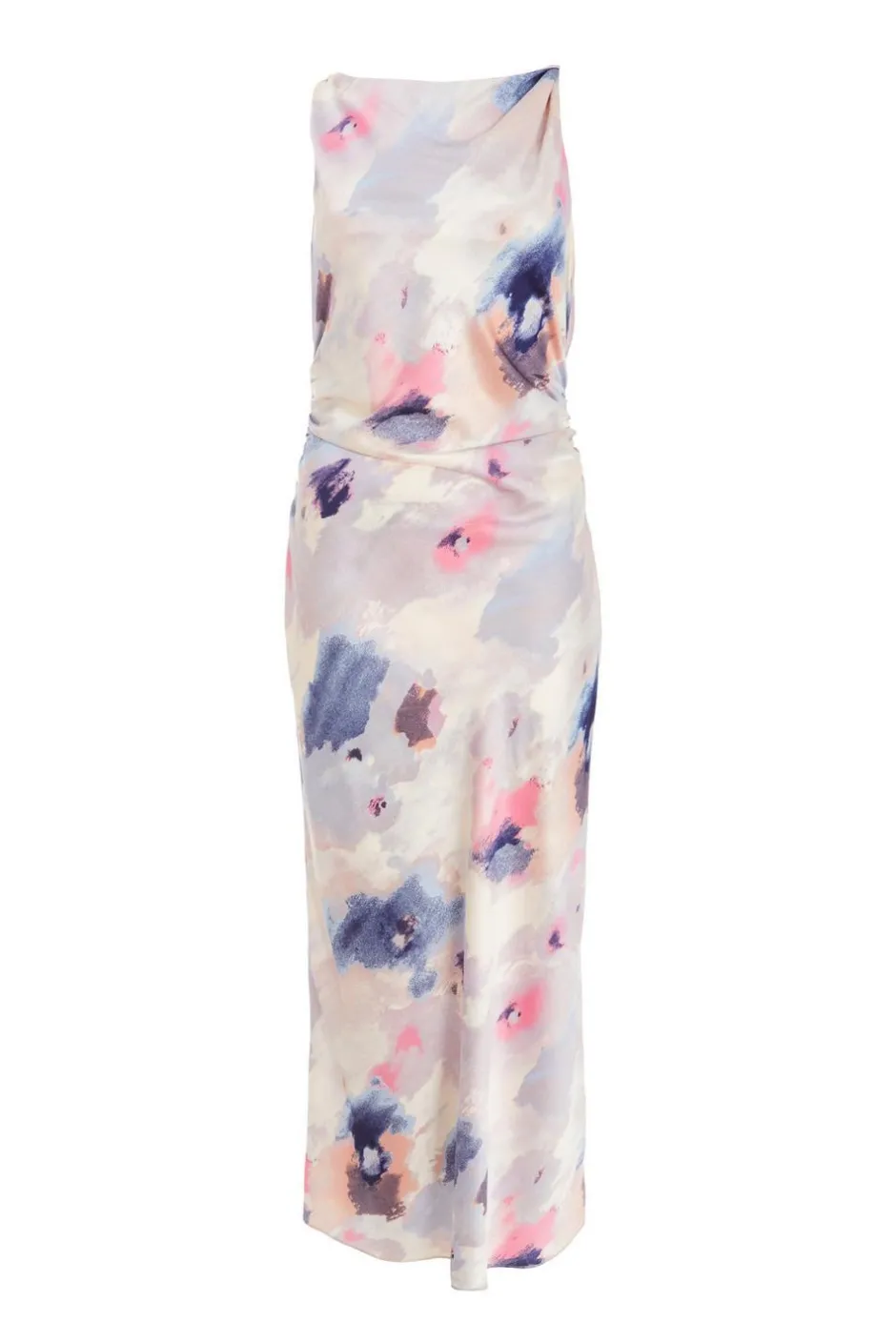 Quiz Multicoloured Marble Satin Twist Shoulder Midaxi Dress Discount