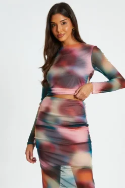 Quiz Multicoloured Ombre Mesh Crop top Discount