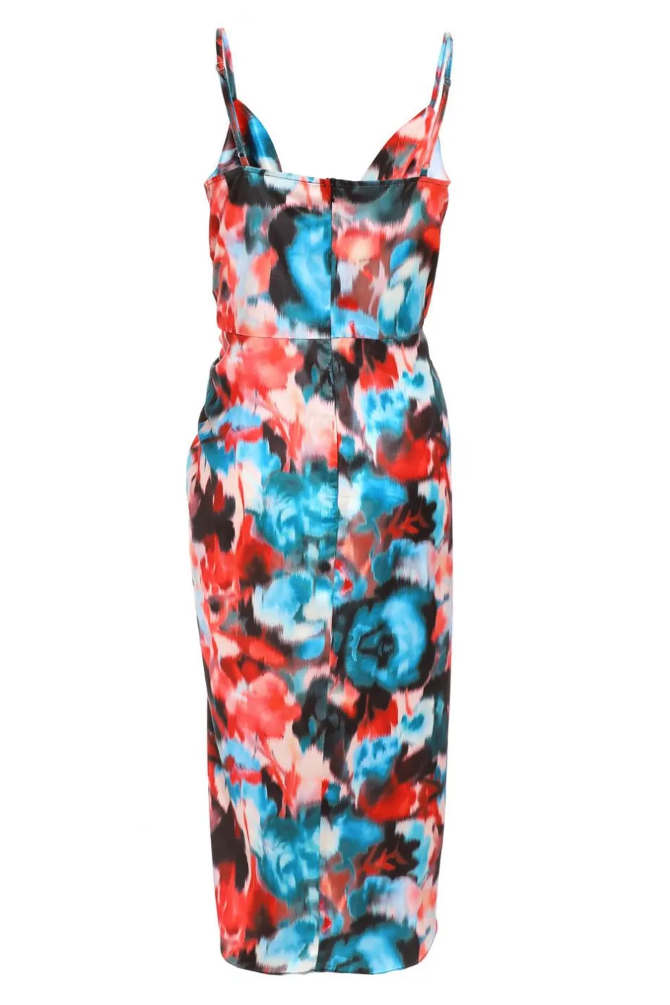 Quiz Multicoloured Satin Smudge Print Wrap Midi Dress Clearance