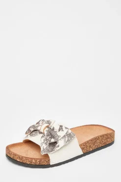 Quiz Bow Flat Sandals Natural Discount
