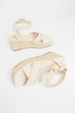 Quiz Natural Cross Strap Wedges Sale