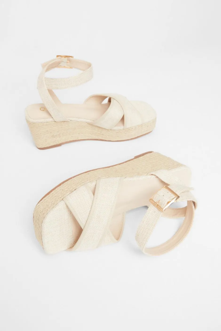 Quiz Natural Cross Strap Wedges Sale