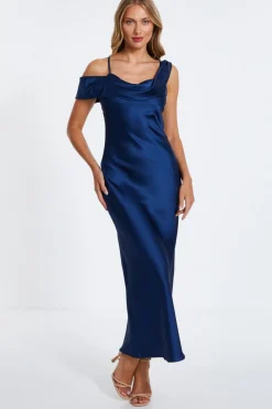 Quiz Asymmetric Cowl Midaxi Dress Navy Hot