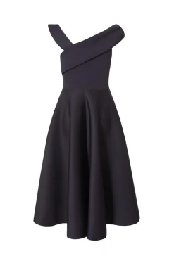 Quiz Asymmetric Skater Dress Navy Hot