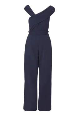 Quiz Navy Asymmetric Wide Leg Jumpsuit Outlet