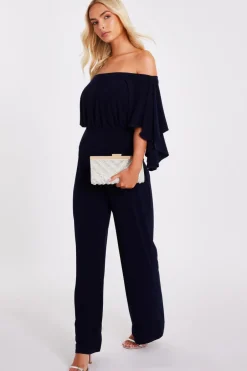 Quiz Navy Bardot Jumpsuit Discount