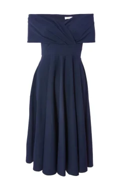 Quiz Bardot Midi Dress Navy Outlet