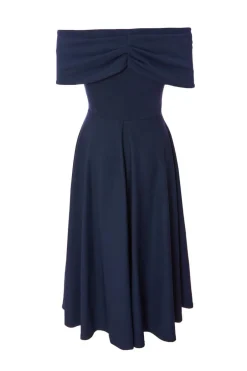 Quiz Bardot Midi Dress Navy Outlet