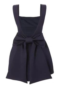Quiz Bow Skater Dress Navy Hot