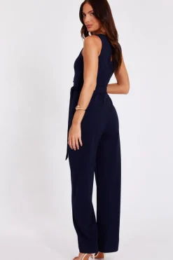 Quiz Navy Buckle Detail Jumpsuit Clearance