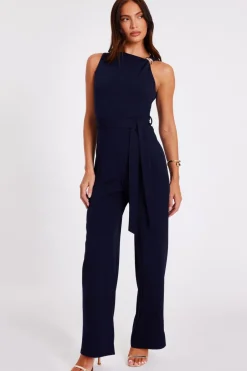 Quiz Navy Buckle Detail Jumpsuit Clearance